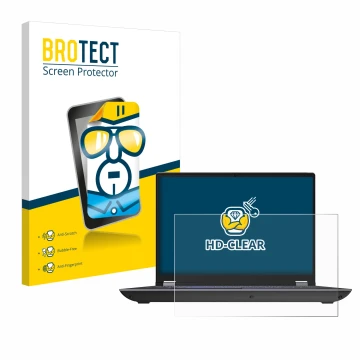 Face avant d’un emballage produit avec le logo de la marque BROTECT. À côté, l’appareil Lenovo ThinkPad P16 Gen 2 Non-Touch es