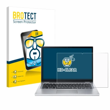 Face avant d’un emballage produit avec le logo de la marque BROTECT. À côté, l’appareil Acer Aspire 3 Spin A3SP14 est représen