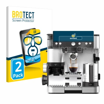 Face avant d’un emballage produit avec le logo de la marque BROTECT. À côté, l’appareil Ninja Luxe Cafe Essential est représen