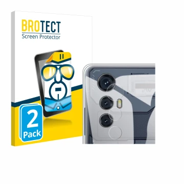 Face avant d’un emballage produit avec le logo de la marque BROTECT. À côté, l’appareil Cubot Max 5 (Caméra UNIQUEMENT) est re
