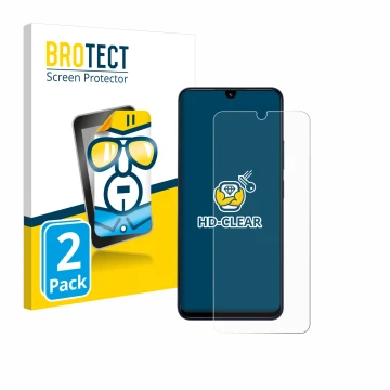 Face avant d’un emballage produit avec le logo de la marque BROTECT. À côté, l’appareil Xiaomi Redmi 14C est représenté avec l