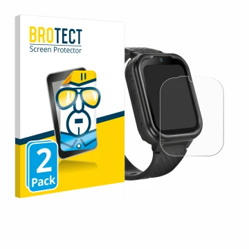 Face avant d’un emballage produit avec le logo de la marque BROTECT. À côté, l’appareil RAYOFI Kids Smartwatch est représenté 