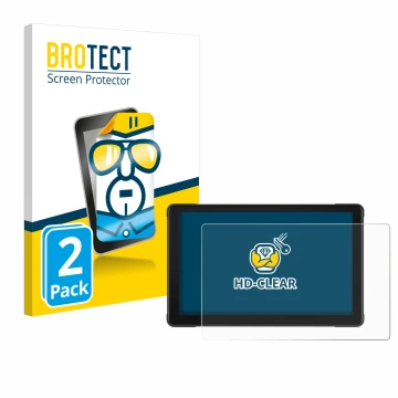 Face avant d’un emballage produit avec le logo de la marque BROTECT. À côté, l’appareil Podofo Motorrad Carplay 7