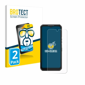 Face avant d’un emballage produit avec le logo de la marque BROTECT. À côté, l’appareil Oukitel WP39 est représenté avec la pr