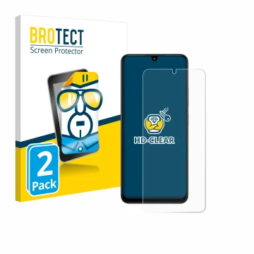 Face avant d’un emballage produit avec le logo de la marque BROTECT. À côté, l’appareil Xiaomi Poco C75 est représenté avec la