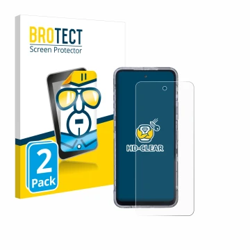 Face avant d’un emballage produit avec le logo de la marque BROTECT. À côté, l’appareil AGM X6 Phantom est représenté avec la 