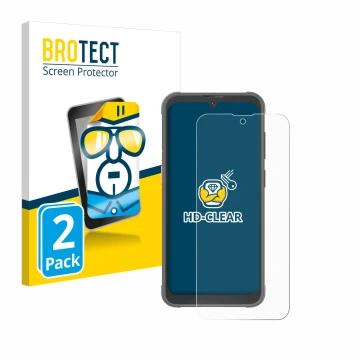 Face avant d’un emballage produit avec le logo de la marque BROTECT. À côté, l’appareil Blackview BV5200 Pro est représenté av