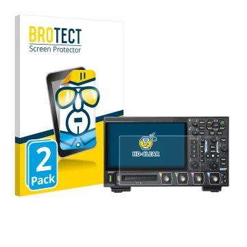 Face avant d’un emballage produit avec le logo de la marque BROTECT. À côté, l’appareil Rigol DHO914 est représenté avec la pr