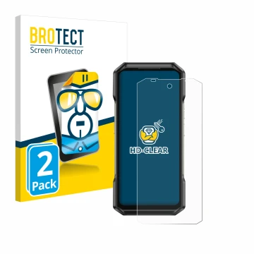 Face avant d’un emballage produit avec le logo de la marque BROTECT. À côté, l’appareil Ulefone Armor 27 est représenté avec l