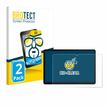 Face avant d’un emballage produit avec le logo de la marque BROTECT. À côté, l’appareil Chuwi Hi10 X1 est représenté avec la p