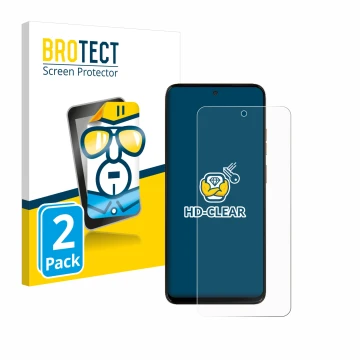 Face avant d’un emballage produit avec le logo de la marque BROTECT. À côté, l’appareil Motorola Moto G15 est représenté avec 
