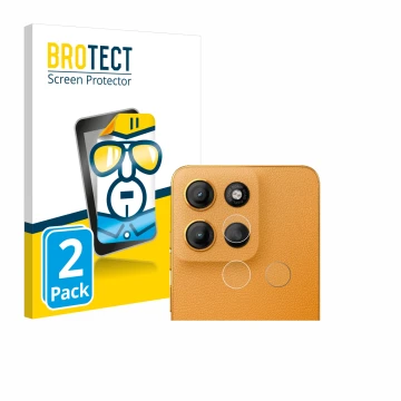 Face avant d’un emballage produit avec le logo de la marque BROTECT. À côté, l’appareil Motorola Moto G15 (Caméra UNIQUEMENT) 