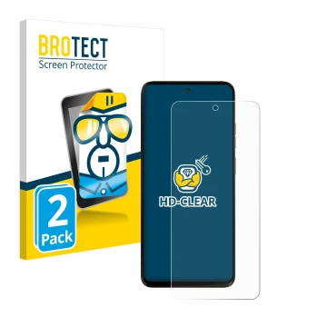 Face avant d’un emballage produit avec le logo de la marque BROTECT. À côté, l’appareil Motorola Moto G15 Power est représenté