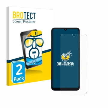 Face avant d’un emballage produit avec le logo de la marque BROTECT. À côté, l’appareil Xiaomi Redmi 14C 5G est représenté ave