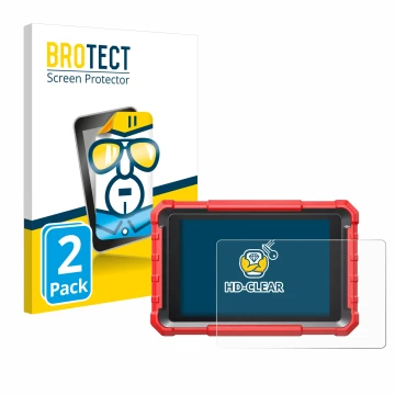 Face avant d’un emballage produit avec le logo de la marque BROTECT. À côté, l’appareil Launch X-431 PROS Elite Pro 5 est repr