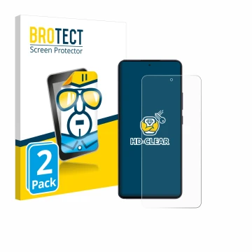 Face avant d’un emballage produit avec le logo de la marque BROTECT. À côté, l’appareil Oppo Reno 13 F est représenté avec la 