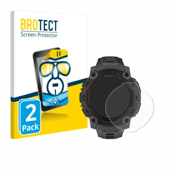 Face avant d’un emballage produit avec le logo de la marque BROTECT. À côté, l’appareil Garmin Instinct E (45 mm) est représen