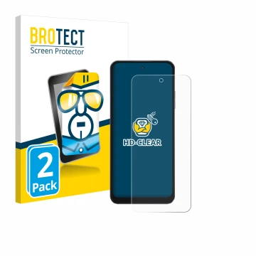 Face avant d’un emballage produit avec le logo de la marque BROTECT. À côté, l’appareil Hotwav Note 13 Max est représenté avec
