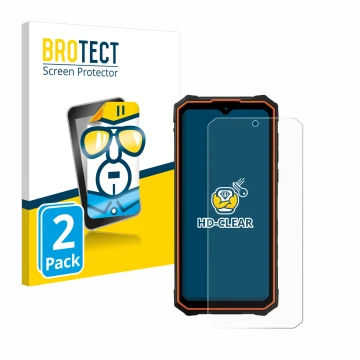 Face avant d’un emballage produit avec le logo de la marque BROTECT. À côté, l’appareil Hotwav Cyber 13 est représenté avec la