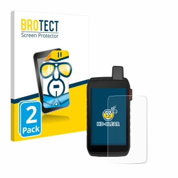 Face avant d’un emballage produit avec le logo de la marque BROTECT. À côté, l’appareil Garmin Montana 710i est représenté ave