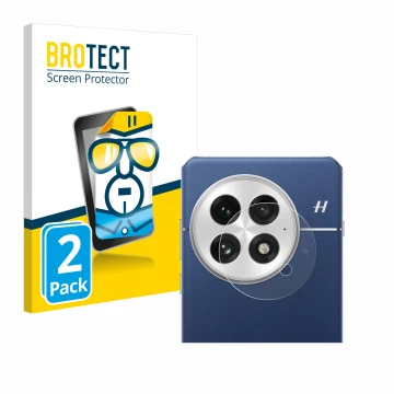 Face avant d’un emballage produit avec le logo de la marque BROTECT. À côté, l’appareil OnePlus 13 (Caméra UNIQUEMENT) est rep