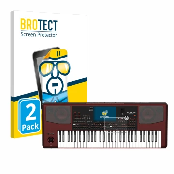 Face avant d’un emballage produit avec le logo de la marque BROTECT. À côté, l’appareil KORG Pa700 est représenté avec la prot