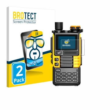 Face avant d’un emballage produit avec le logo de la marque BROTECT. À côté, l’appareil Quansheng UV-K5 (99) est représenté av