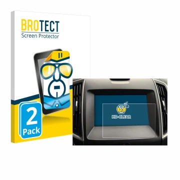 Face avant d’un emballage produit avec le logo de la marque BROTECT. À côté, l’appareil Ford Galaxy Infotainment Sync 3 (2019)
