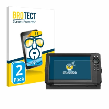 Face avant d’un emballage produit avec le logo de la marque BROTECT. À côté, l’appareil Lowrance Eagle 9 est représenté avec l