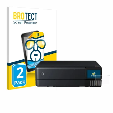 Face avant d’un emballage produit avec le logo de la marque BROTECT. À côté, l’appareil Epson EcoTank ET-8550 est représenté a