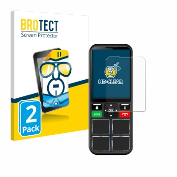 Face avant d’un emballage produit avec le logo de la marque BROTECT. À côté, l’appareil Geemarc CL8000 est représenté avec la 