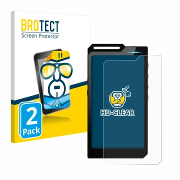 Face avant d’un emballage produit avec le logo de la marque BROTECT. À côté, l’appareil Hiby R4 est représenté avec la protect