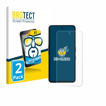 Face avant d’un emballage produit avec le logo de la marque BROTECT. À côté, l’appareil Nothing Phone (3a) Pro est représenté 