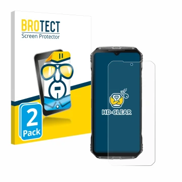Face avant d’un emballage produit avec le logo de la marque BROTECT. À côté, l’appareil Doogee S Cyber Pro est représenté avec