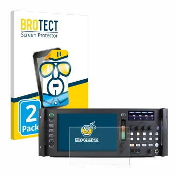 Face avant d’un emballage produit avec le logo de la marque BROTECT. À côté, l’appareil Behringer Wing Rack est représenté ave