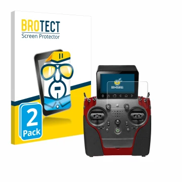 Face avant d’un emballage produit avec le logo de la marque BROTECT. À côté, l’appareil PowerBox Systems Atom est représenté a