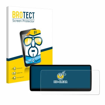 Face avant d’un emballage produit avec le logo de la marque BROTECT. À côté, l’appareil Xtrons QLB22X3UNL 12,3
