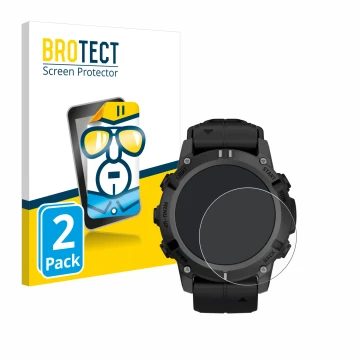 Face avant d’un emballage produit avec le logo de la marque BROTECT. À côté, l’appareil Garmin Descent G2 est représenté avec 