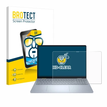 Face avant d’un emballage produit avec le logo de la marque BROTECT. À côté, l’appareil Dell 16 Plus-2-in-1 est représenté ave