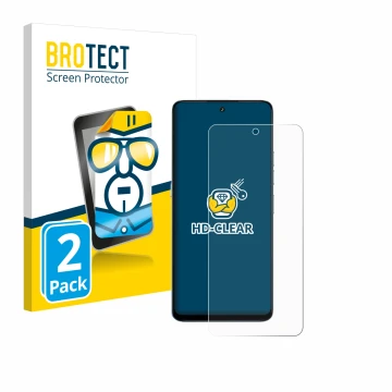 Face avant d’un emballage produit avec le logo de la marque BROTECT. À côté, l’appareil Umidigi Note 100 5G est représenté ave