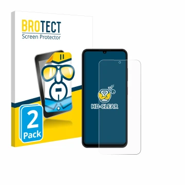 Face avant d’un emballage produit avec le logo de la marque BROTECT. À côté, l’appareil ZTE Blade A55 est représenté avec la p