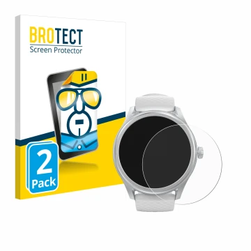 Face avant d’un emballage produit avec le logo de la marque BROTECT. À côté, l’appareil Hama Smartwatch 5010 est représenté av