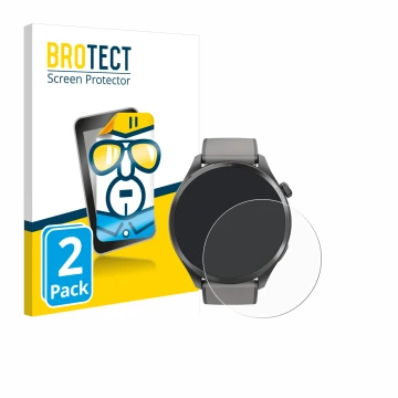 Face avant d’un emballage produit avec le logo de la marque BROTECT. À côté, l’appareil Hama Smartwatch 9000 est représenté av