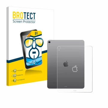 Face avant d’un emballage produit avec le logo de la marque BROTECT. À côté, l’appareil Apple iPad Air 13