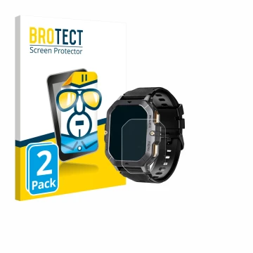Face avant d’un emballage produit avec le logo de la marque BROTECT. À côté, l’appareil Oukitel BT101 2.02