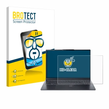 Face avant d’un emballage produit avec le logo de la marque BROTECT. À côté, l’appareil Acer Swift Go 16 AI est représenté ave