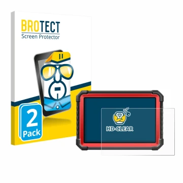 Face avant d’un emballage produit avec le logo de la marque BROTECT. À côté, l’appareil Launch X-431 PRO3S+ V5.0 est représent