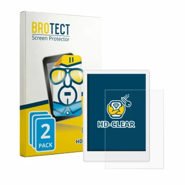 Face avant d’un emballage produit avec le logo de la marque BROTECT. À côté, l’appareil Meebook M8 7.8