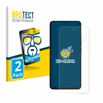 Face avant d’un emballage produit avec le logo de la marque BROTECT. À côté, l’appareil realme 14T est représenté avec la prot