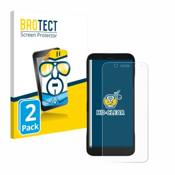 Face avant d’un emballage produit avec le logo de la marque BROTECT. À côté, l’appareil Datalogic Memor 12 est représenté avec